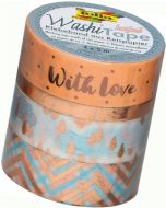 Ruban décoratif autocollant - Hotfoil or rose II : FOLIA Washi Tape Lot de 4 Visuel