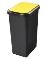 Poubelle de tri sélectif avec couvercle - 45 litres - Noir/Jaune: CEP