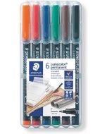 Photo 318f STAEDTLER Etui de 6 marqueurs permanents Lumocolor pour rétroprojecteur 