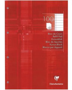 Photo Bloc de cours ligné avec marge et perforé - 210 x 297 mm - 200 pages CLAIREFONTAINE