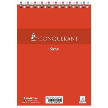 Bloc Sténo ligné à spirales 148 x 210 mm A5 CONQUERANT