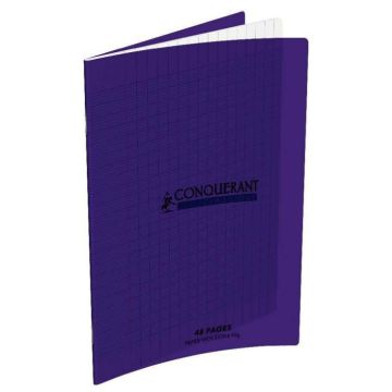 Cahier d'écolier - 48 pages Grands carreaux - 170 x 220 mm - Polypro Violet : CONQUERANT Visuel