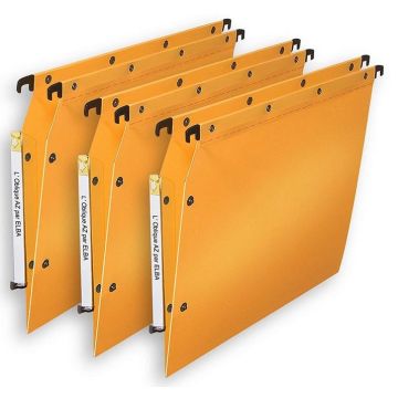 Dossiers suspendus pour armoire - Forme V - Jaune L'OBLIQUE Lot de 10