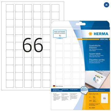 HERMA Étiquettes adhésives blanches amovibles - 25,4 x 25,4 mm 10107