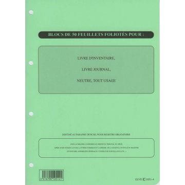 ELVE 1051-4 : Recharge pour reliure juridique (Procès-verbaux, Livre journal et inventaire)