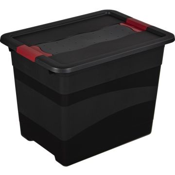 Bac de rangement avec couvercle - 24 litres - Graphite : KEEEPER Visuel