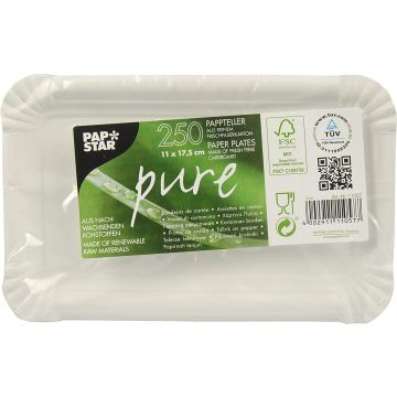 Assiette jetable en carton 110 x 175 mm PAP STAR Pure 11057 Lot de 250