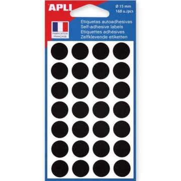 Pastilles adhésives 15 mm Noir  APLI 111847