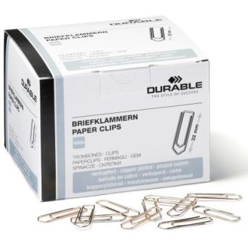 Photo DURABLE 1209-24 Boite de 1000 trombones en métal cuivré