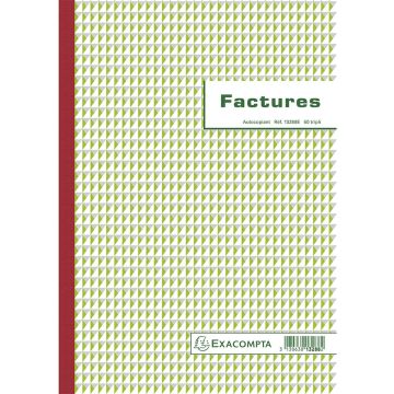 FACTURES sans TVA Carnet autocopiant Tripli A4 Exacompta 13288E