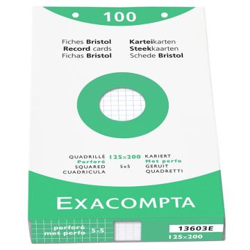 Photo Fiches Bristol quadrillées et perforées - 125 x 200 mm - Blanc EXACOMPTA Image