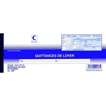 Carnet avec souche - Quittance de loyer ELVE 137