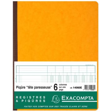 Registre à têtes paresseuses 6 colonnes - 320 x 250 mm EXACOMPTA 14060E Journal