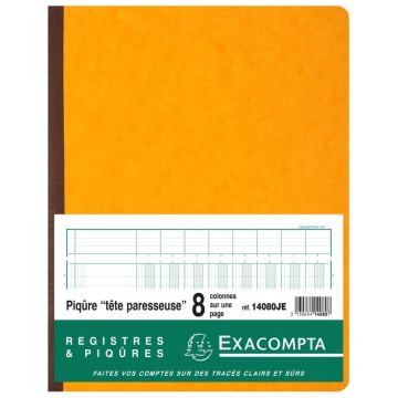 Registre à têtes paresseuses - 8 colonnes - 320 x 250 mm - Jaune EXACOMPTA Image