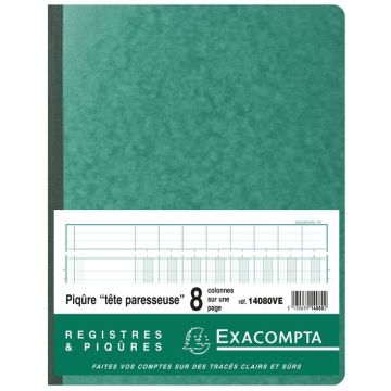 Registre à têtes paresseuses - 8 colonnes - 320 x 250 mm - Vert EXACOMPTA Image