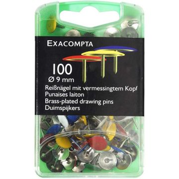 Boite de 100 punaises laiton - Assortiment Exacompta 14751E photo