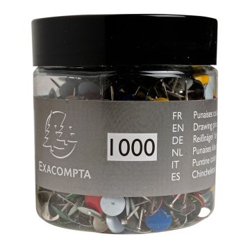 Boite de 1000 punaises laiton - Assortiment Exacompta 14767E