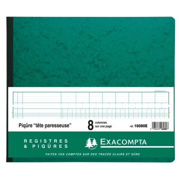 EXACOMPTA : Registre - 8 colonnes sur 1 page 16080E  - 270 x 320 mm (Cahier comptable)