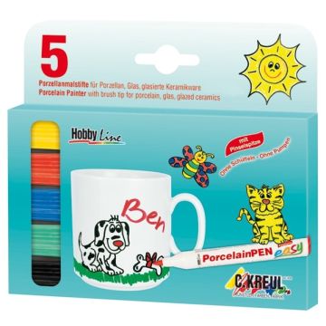 Lot de 5 marqueurs pour porcelaine - 1-3 mm - Assortiment : KREUL Visuel