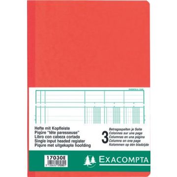 EXACOMPTA 17030E : Registre de 3 colonnes sur 1 page - 297 x 210 mm Journal comptable Couverture