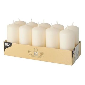 Bougies cylindriques - Crème 40 mm : PAP STAR Lot de 10 image