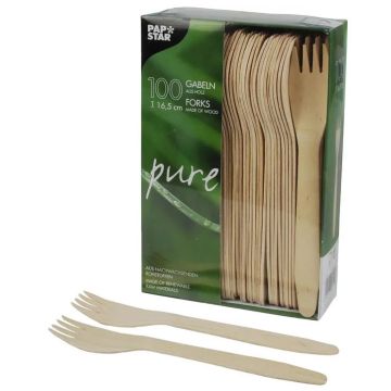 Fourchettes jetables en bois PAP STAR Pure Image