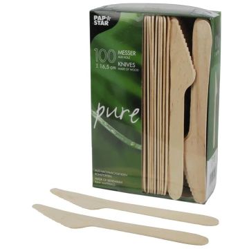 Couteaux jetables en bois PAP STAR Pure Image