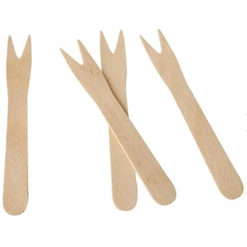 Photo Fourchettes à frites jetables en bois - 85 mm PAP STAR Pure