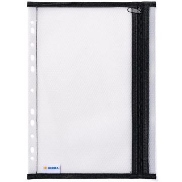Pochette de rangement perforée à fermeture éclair Transparent / Noir - A4 : HERMA image 2
