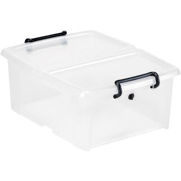 Bac de rangement avec couvercle double - 20 litres - Transparent : CEP Image
