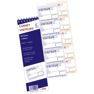 ELVE : Lot de 5 carnets autocopiants - Visiteurs 2093 Pour badge