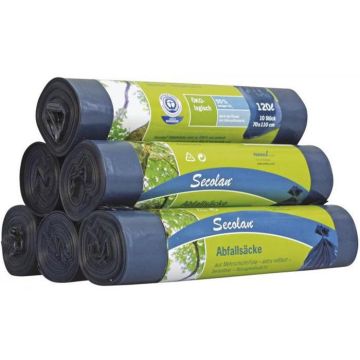 Sacs Poubelle avec tirant - 120 litres - Noir : SECOLAN Lot de 10 Visuel