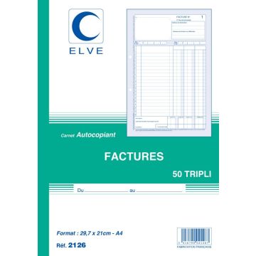 FACTURE Carnet autocopiant Dupli - 297 x 210 mm 2125 Elve