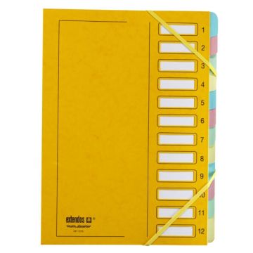 Trieur Papier à élastiques de 12 compartiments - Jaune : EXTENDOS Visuel