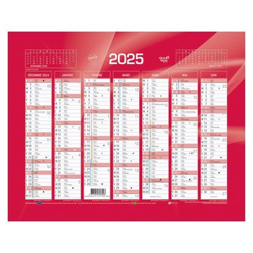 Calendrier mural 2025 - 270 x 210 mm QUO VADIS Rouge