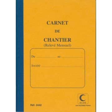 Carnet de chantier - Mensuel (1 mois) Elve  2442