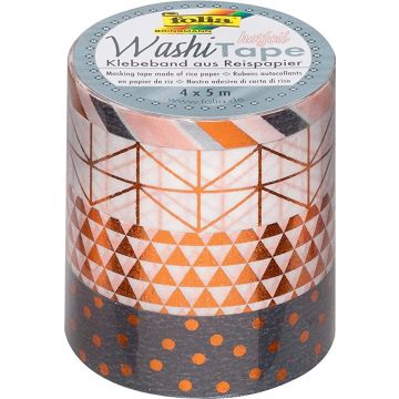 Ruban décoratif autocollant - Hotfoil Cuivre : FOLIA Washi Tape Lot de 4 Visuel