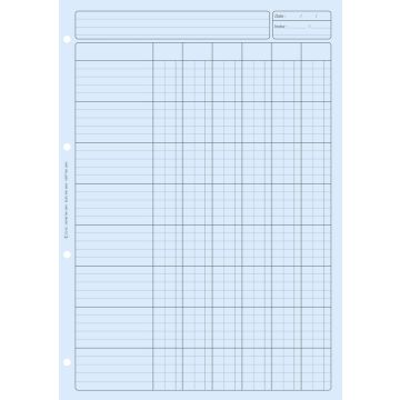 BLOC AUDIT BLEU  : 6 colonnes avec en-tête Feuille de travail 2662 ELVE