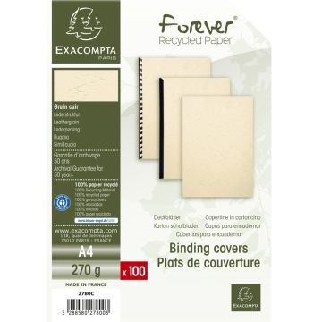 Couverture pour Reliure A4 - Carton - Ivoire EXACOMPTA Lot de 100 Visuel