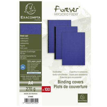 Couverture pour Reliure A4 - Carton - Bleu foncé EXACOMPTA Lot de 100 Visuel