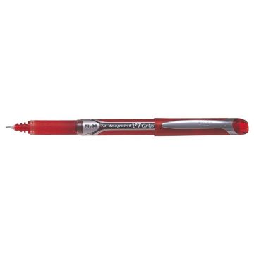 Stylo à capuchon roller à encre infalsifiable - Rouge : PILOT Hi-Tecpoint V7 Grip Visuel