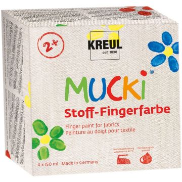 Lot de 4 gouaches aux doigts pour Textile MUCKI - 150 ml - Assortiment : KREUL 