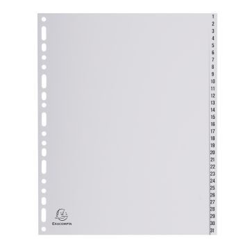 EXACOMPTA 2931E Jeu de 31 intercalaires numériques en polypropylène 1 à 31 Classement