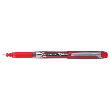 Stylo roller à encre infalsifiable - Rouge : PILOT Hi-Tecpoint V10 Grip Visuel