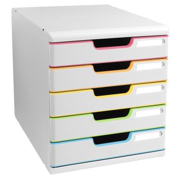 Module de rangement 5 tiroirs - Modulo - Blanc/Arlequin : EXACOMPTA Black Office image