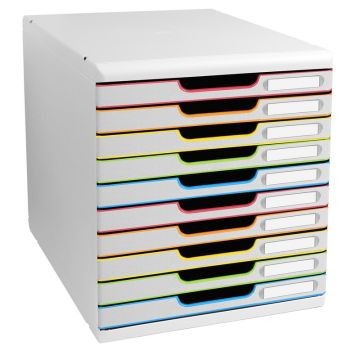 Module de rangement 10 tiroirs - Modulo - Blanc/Arlequin : EXACOMPTA Black Office image