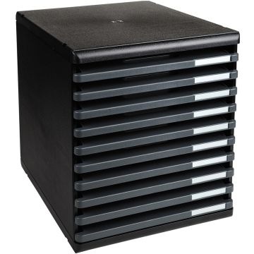 Module de rangement 10 tiroirs ouverts - Modulo ECOBlack - Noir/Gris Souris : EXACOMPTA modèle