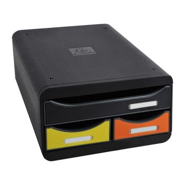 Module de rangement 3 tiroirs - Small Box - Noir/Jaune/Orange : EXACOMPTA Iderama image
