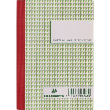 Lot de 10 manifolds 3241E : Quadrillés - Carnet Autocopiants Tripli - 148 x 105 mm