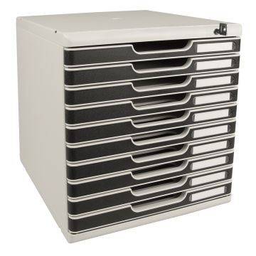 Module de rangement 10 tiroirs - Verrouillable - Modulo - Gris/Noir : EXACOMPTA Office image